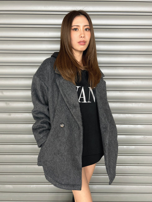 シャギーダブルミドル丈コート